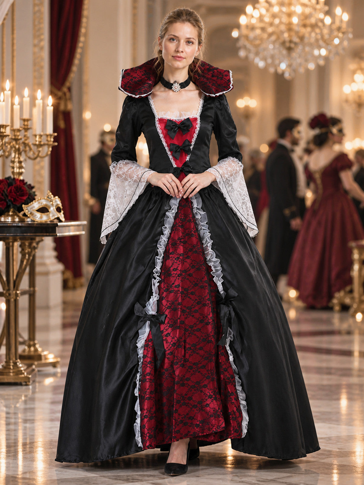 Gothic Vampire Costume with Floor-Length Dress lifestyle view