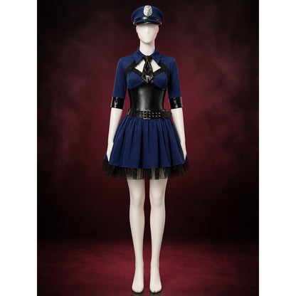 Women's Police Costume Set with Dress, Jacket, Belt, Hat & Tie, Sexy Halloween main product view