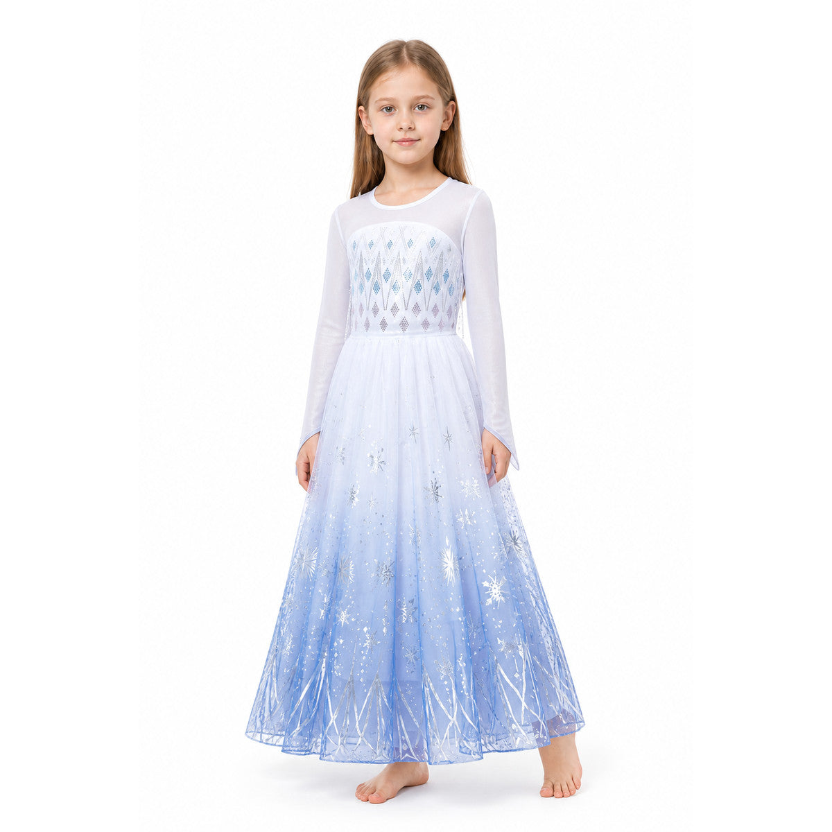 Gradient Carnival Dress with Snowflakes Costume Dresses detail