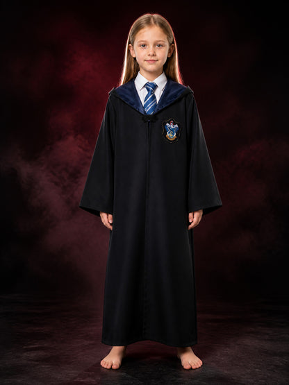 Children's Hooded Wizard Robe Costume Set With Tie And Chest Badge main product view