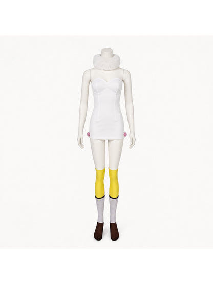 Aries Cosplay Costume with White Dress and Collar Costume Dresses detail