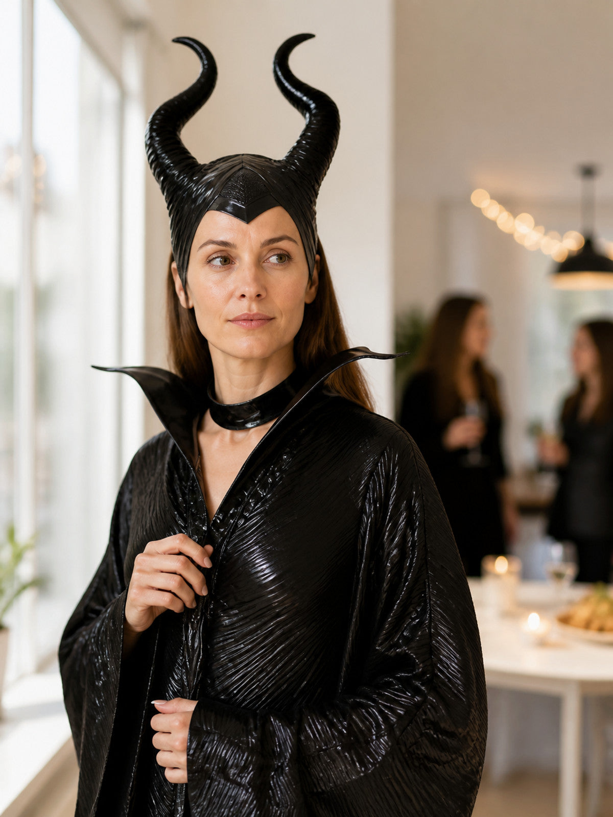 Halloween Costume Headpiece with Black Horns lifestyle view