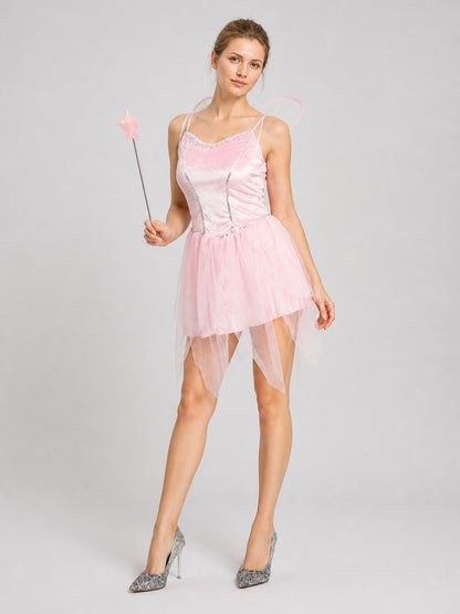 Pink Layered Dress with an Asymmetrical Hem Costume Dresses detail