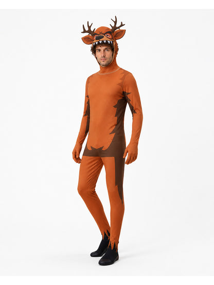 Children's Monster Deer Costume with Antlers and Fangs