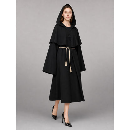 Black Carnival Cloak with Pointed Hood lifestyle