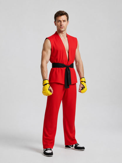 Ken Street Fighter Cosplay Costume: Top, Pants, Belt Costumes detail