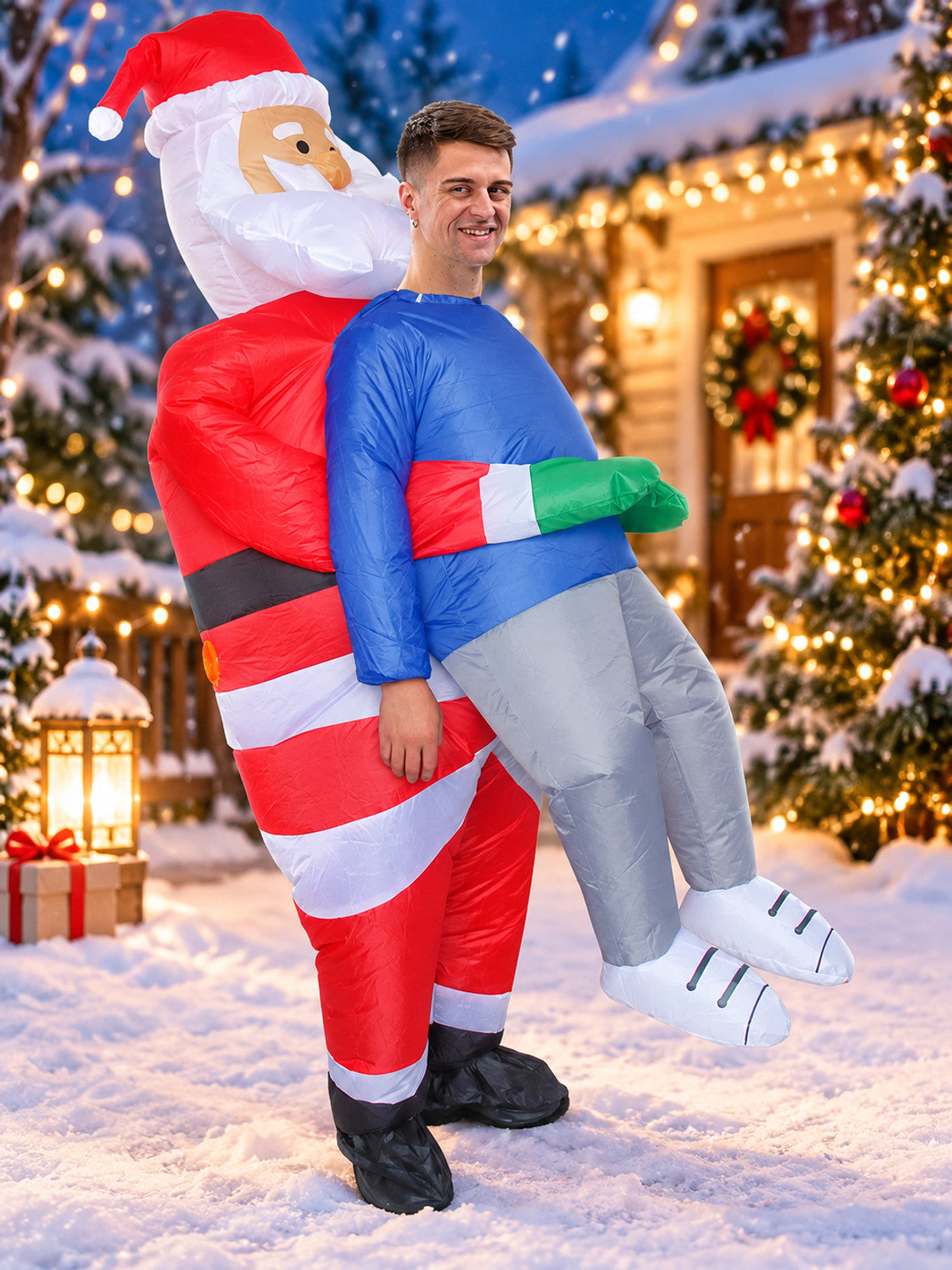 Inflatable Santa Claus Costume with Beard, Hat, and Belt