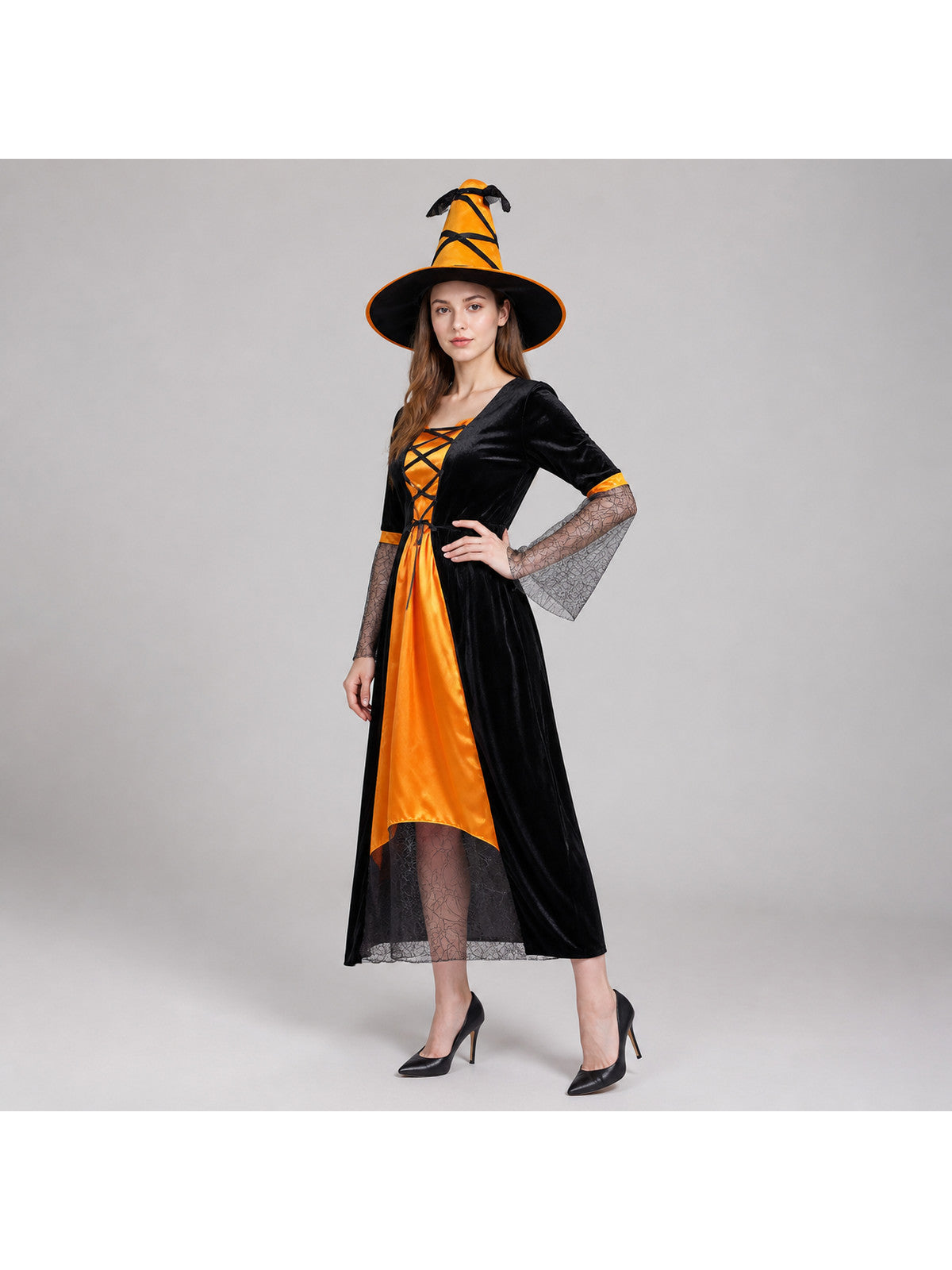 Black and Silver Dress with Witch Hat