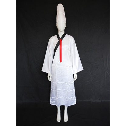 Zombie Costume with Long White Robe and Tall Hat Costume Headwear detail