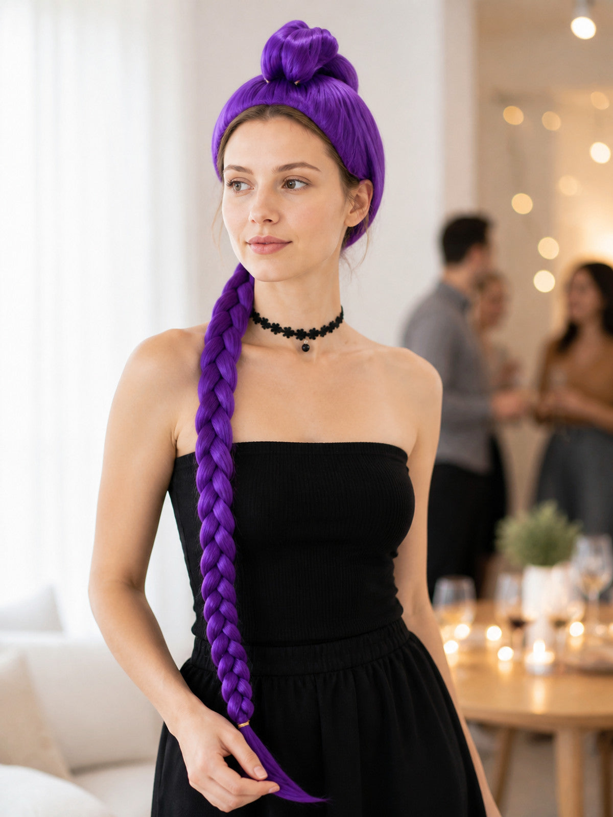Purple Carnival Wig with Long Braids for Cosplay