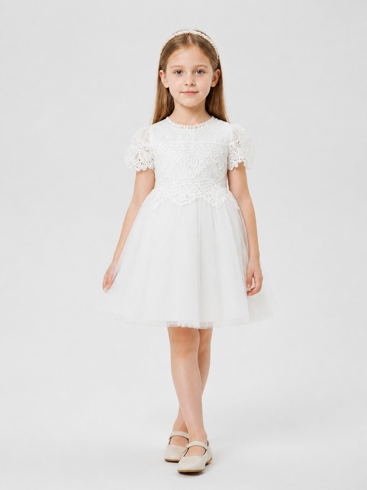 Dressy Lace and Embroidered Dress with Full Skirt Costume Dresses detail