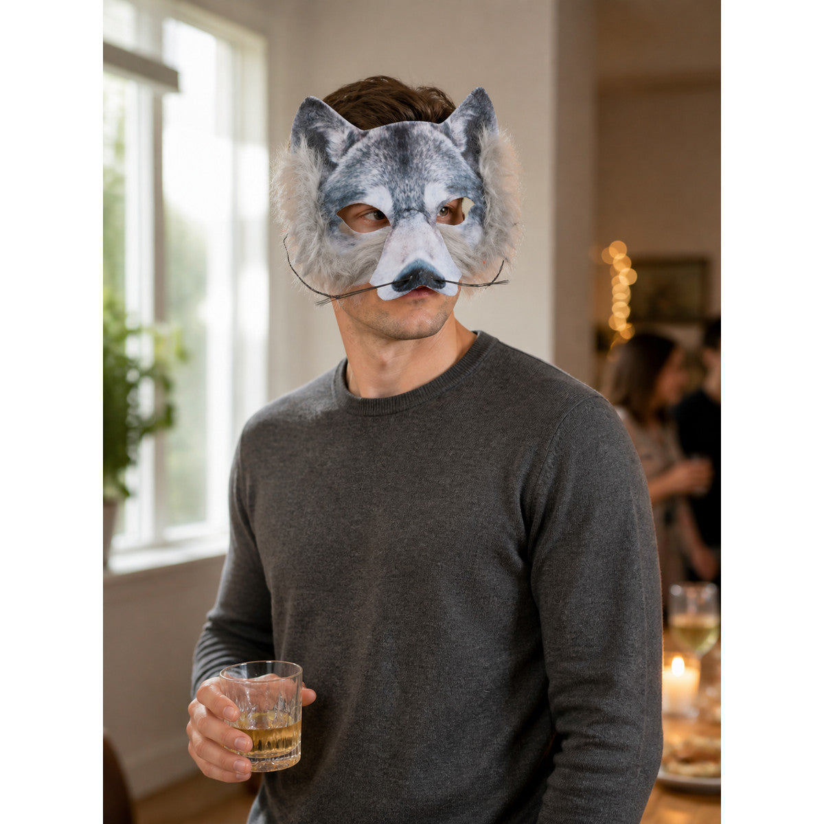Gray-Blue Wolf Carnival Headpiece for Halloween lifestyle