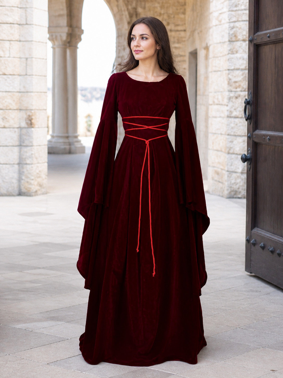 Medieval-Style Lace-Up Dress lifestyle view