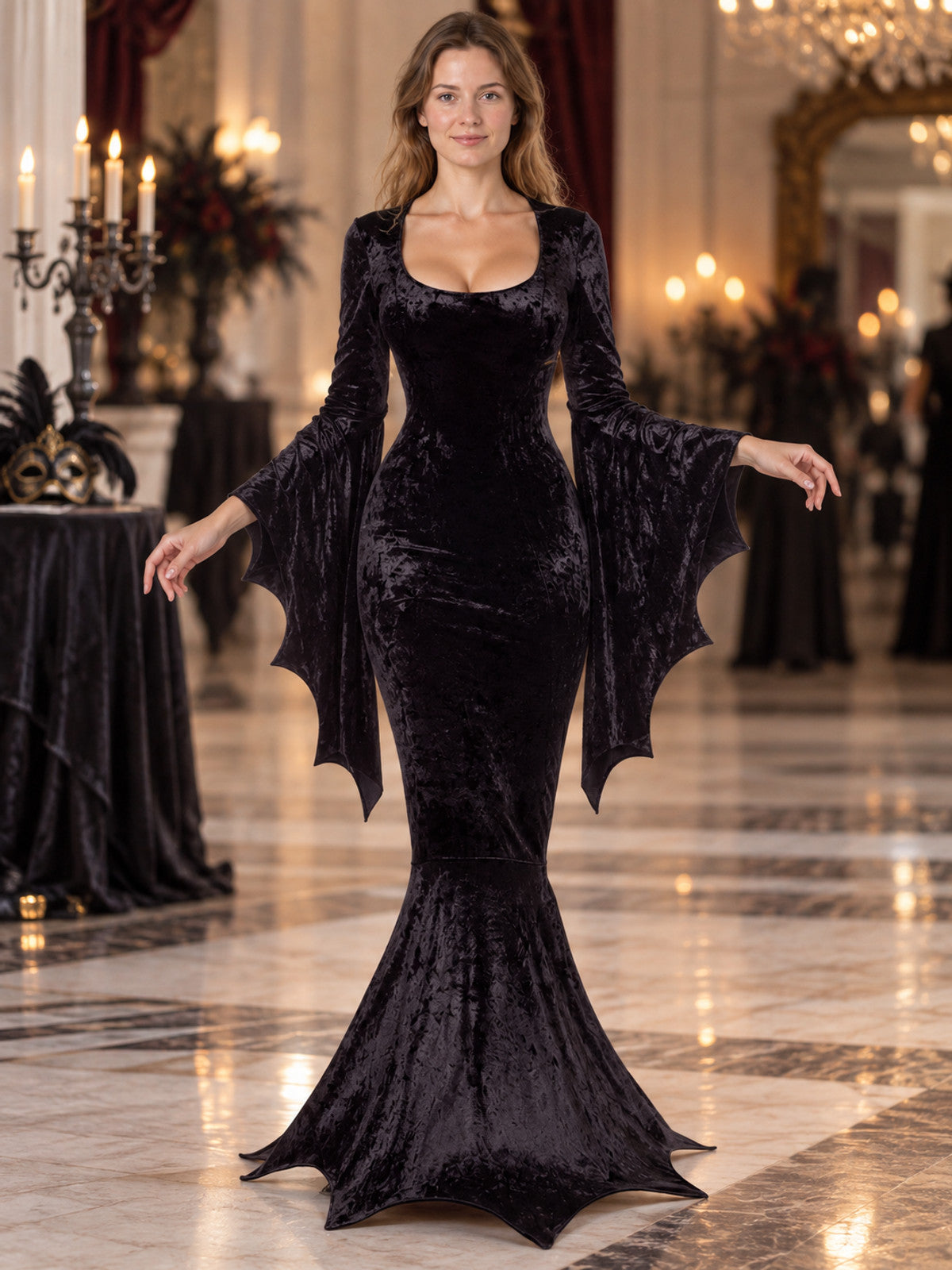Black Gothic Long Sleeve Carnival Dress