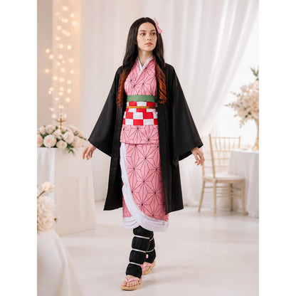Anime Cosplay Costume with Black Kimono