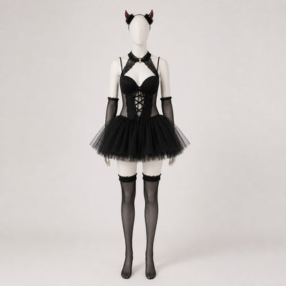 Lolita Devil Costume with Full Skirt for Halloween Costumes detail