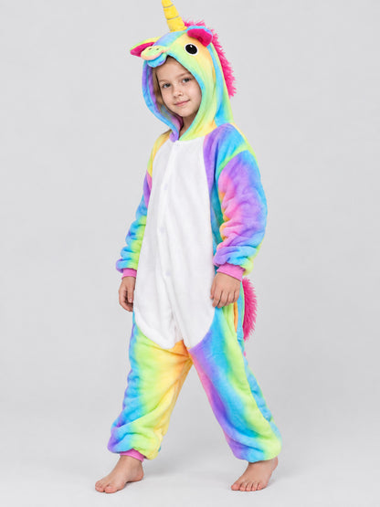 Flannel One-Piece Pajama with Unicorn Hood
