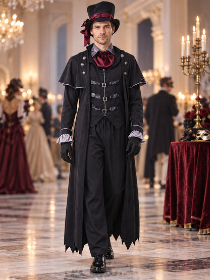 Adult Vampire Costume Black with Burgundy