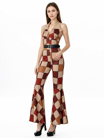 Jumpsuit with Geometric Print and Flared Pants
