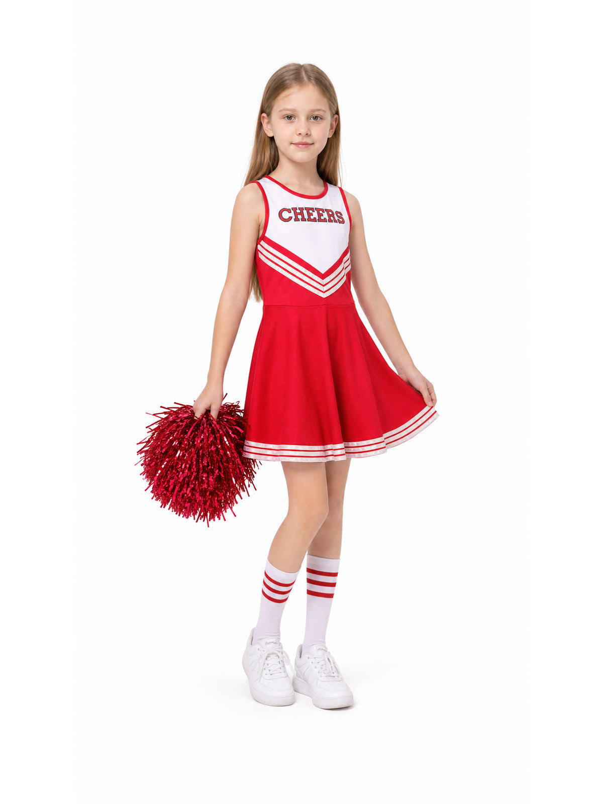 Red Children's CHEERS Cheerleading Dress 110-150 Costume Dresses detail