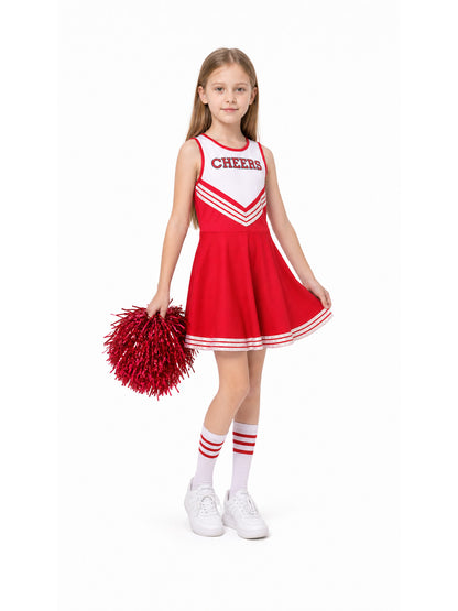 Red Children's CHEERS Cheerleading Dress 110-150 Costume Dresses detail
