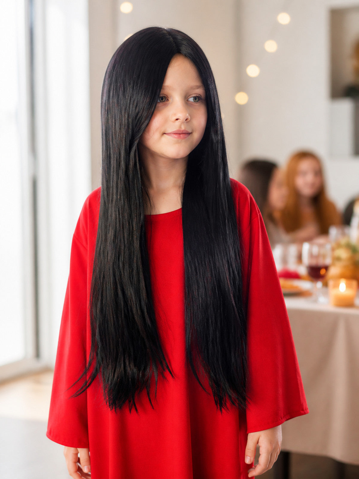 Long Straight Black Wig, 75 cm, Carnival Costume lifestyle view