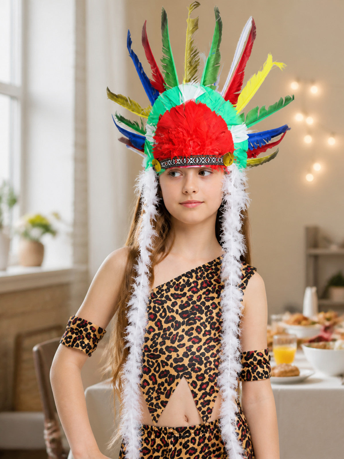 Carnival Headdress with Colorful Feathers lifestyle view