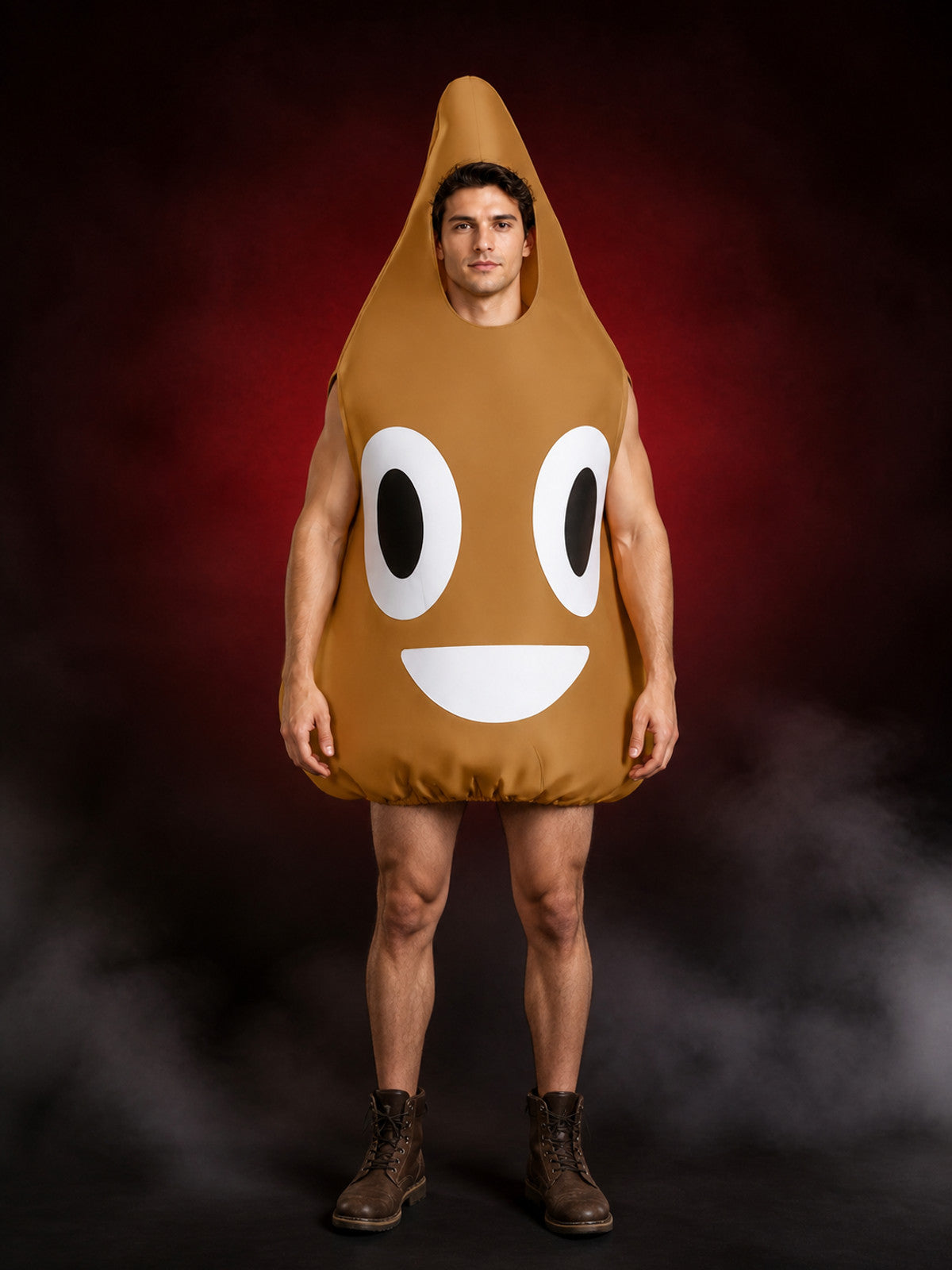 Adult Funny Poop Costume Jumpsuit, Brown Cartoon Halloween Party Outfit main product view