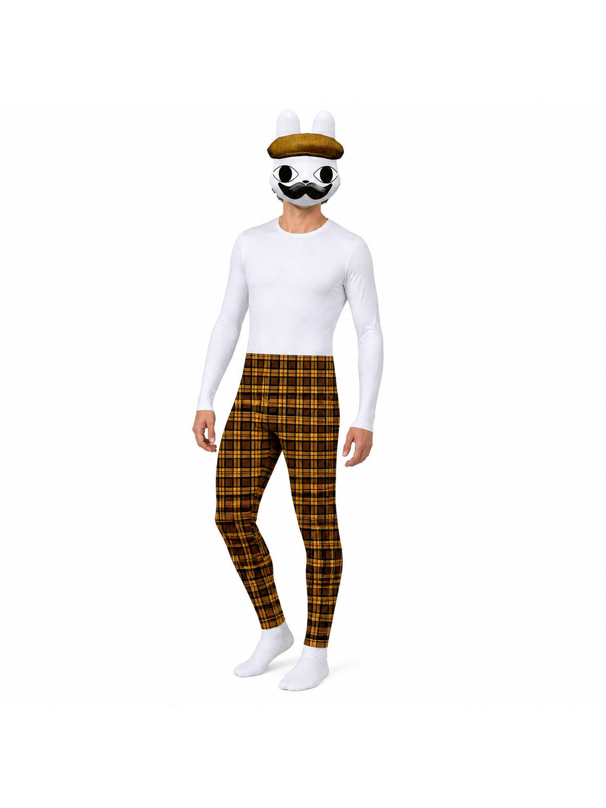 Rabbit Costume with Mask and Plaid Jumpsuit Costume Masks detail