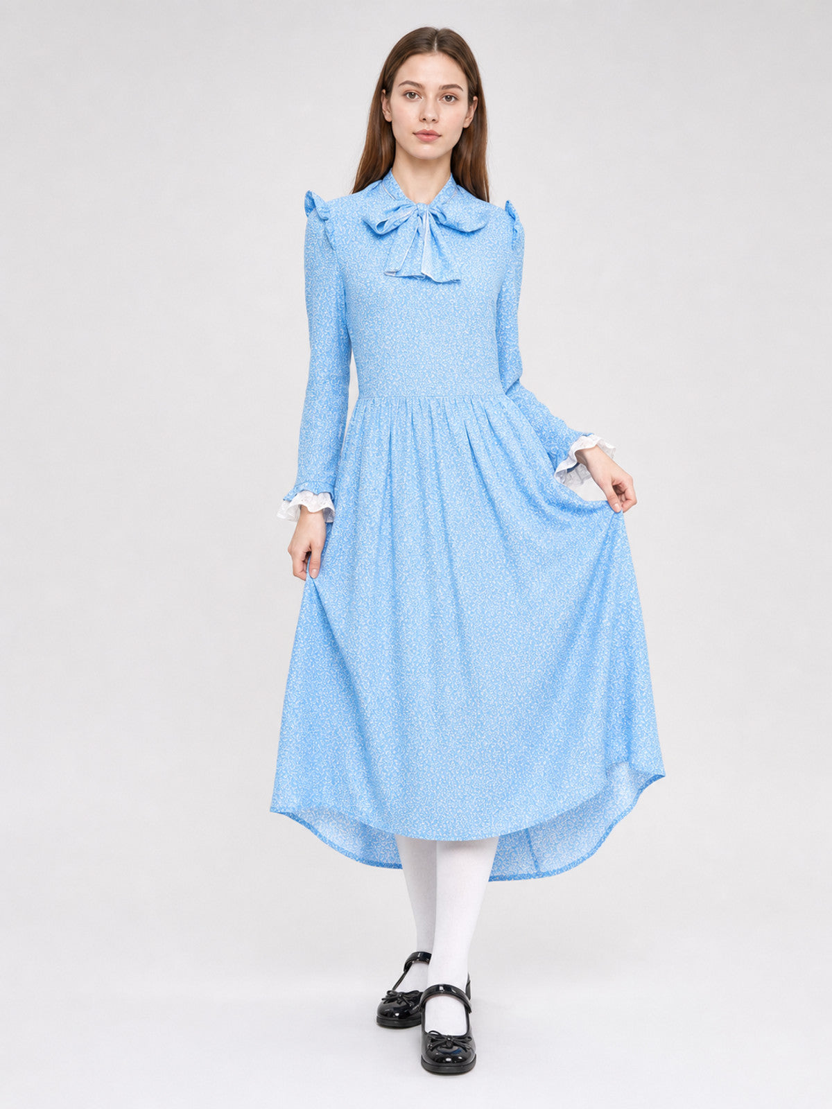 Long-Sleeve Dress with Bow and Ruffles Costume Dresses detail