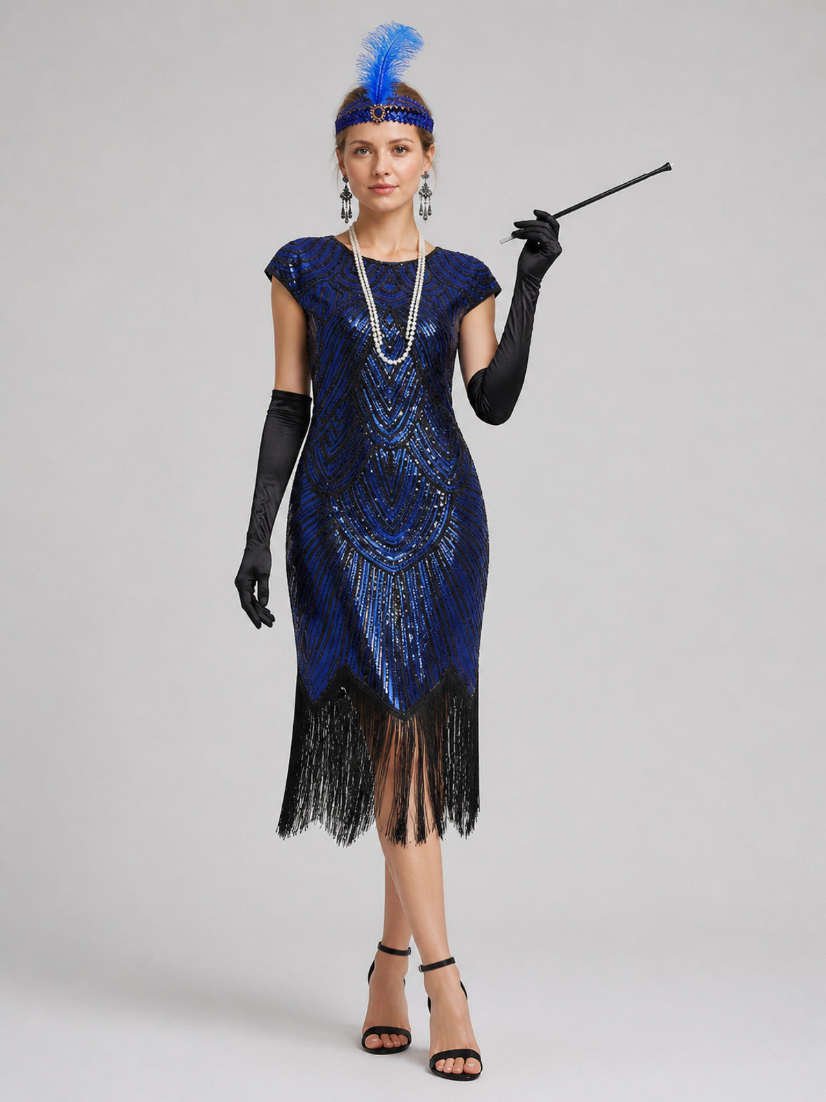 Sequin and Fringe Dress, 1920s-Style Set Costume Dresses detail
