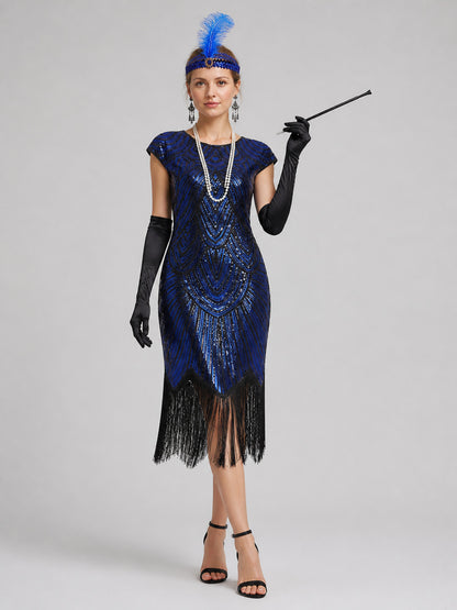 Sequin and Fringe Dress, 1920s-Style Set Costume Dresses detail