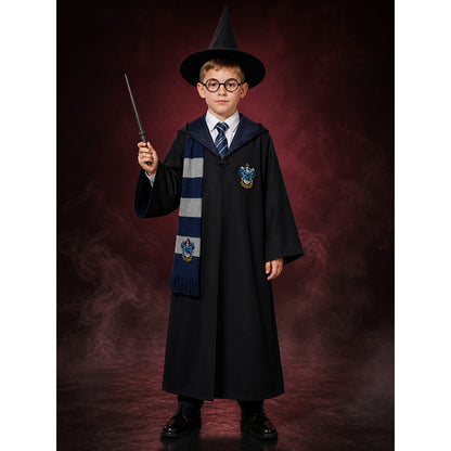 Magic Academy Wizard Costume Set, Hooded Robe with House Crest, Tie, Scarf lifestyle