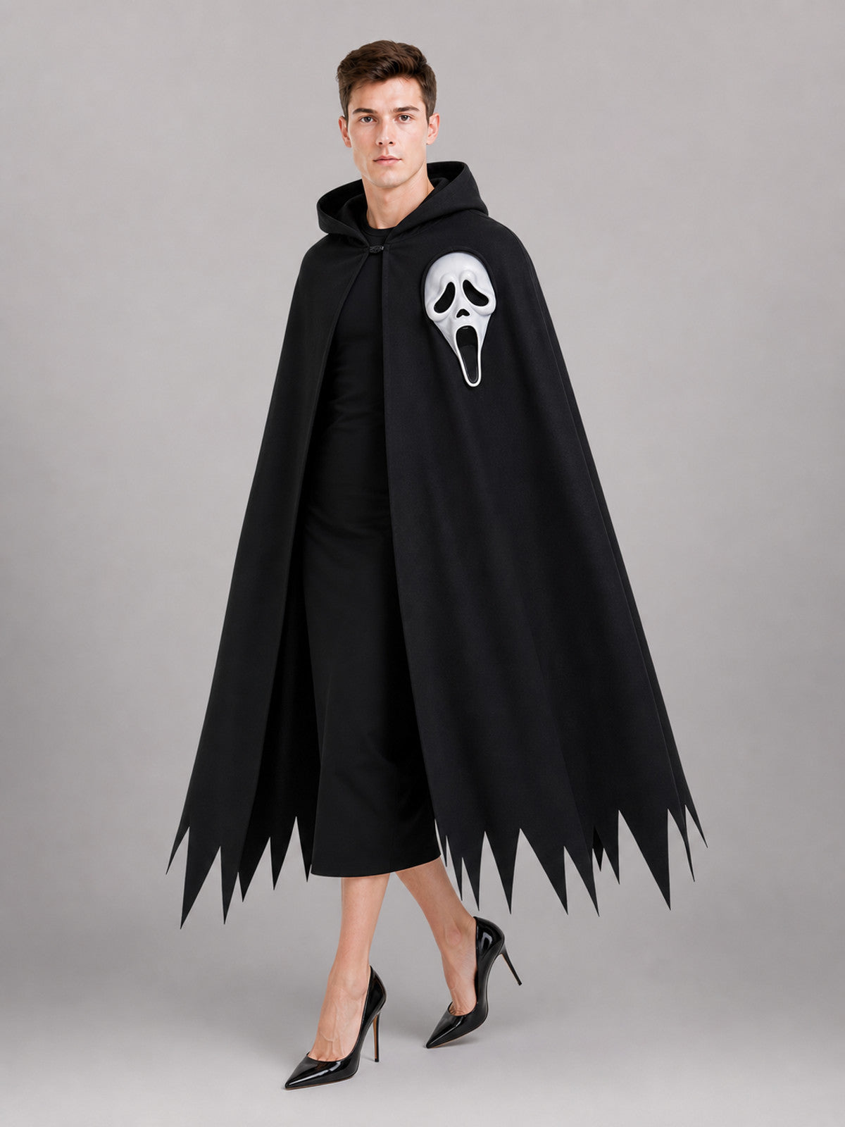 Black Carnival Cloak with Hood and Mask