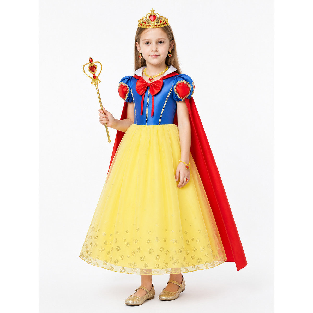 Children's Princess Costume with Cape and Crown Costume Capes detail