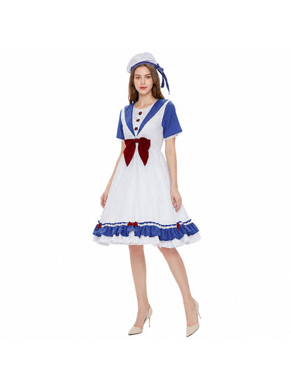 Sailor-Style Cosplay Dress with Bows