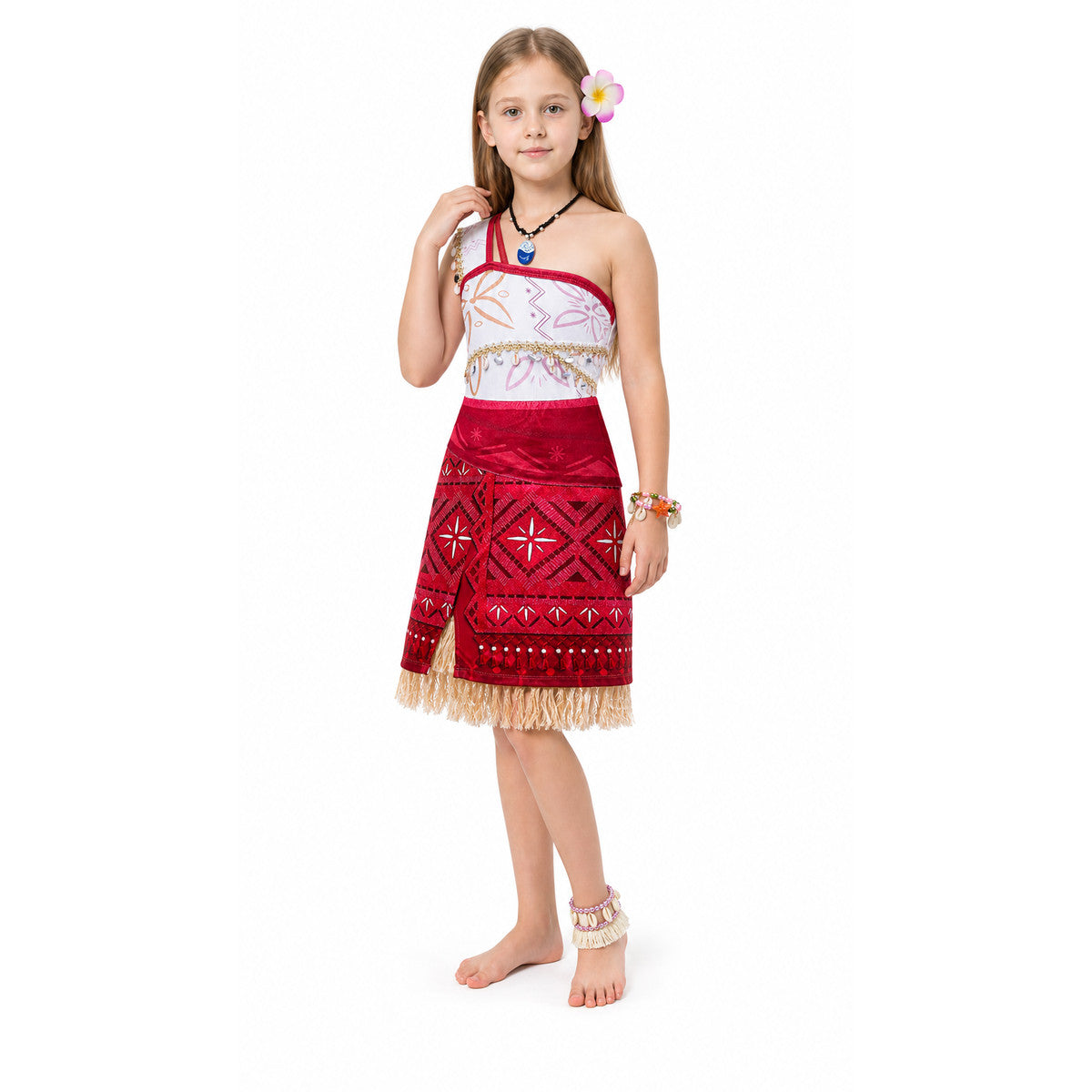Moana One-Shoulder Dress with Shells and Fringe Costume Dresses detail