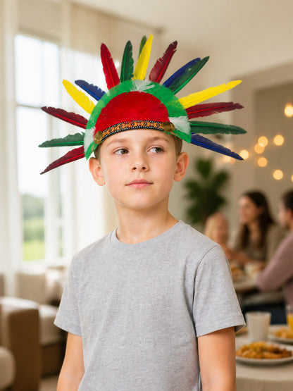 Carnival Headband with Multicolored Feathers