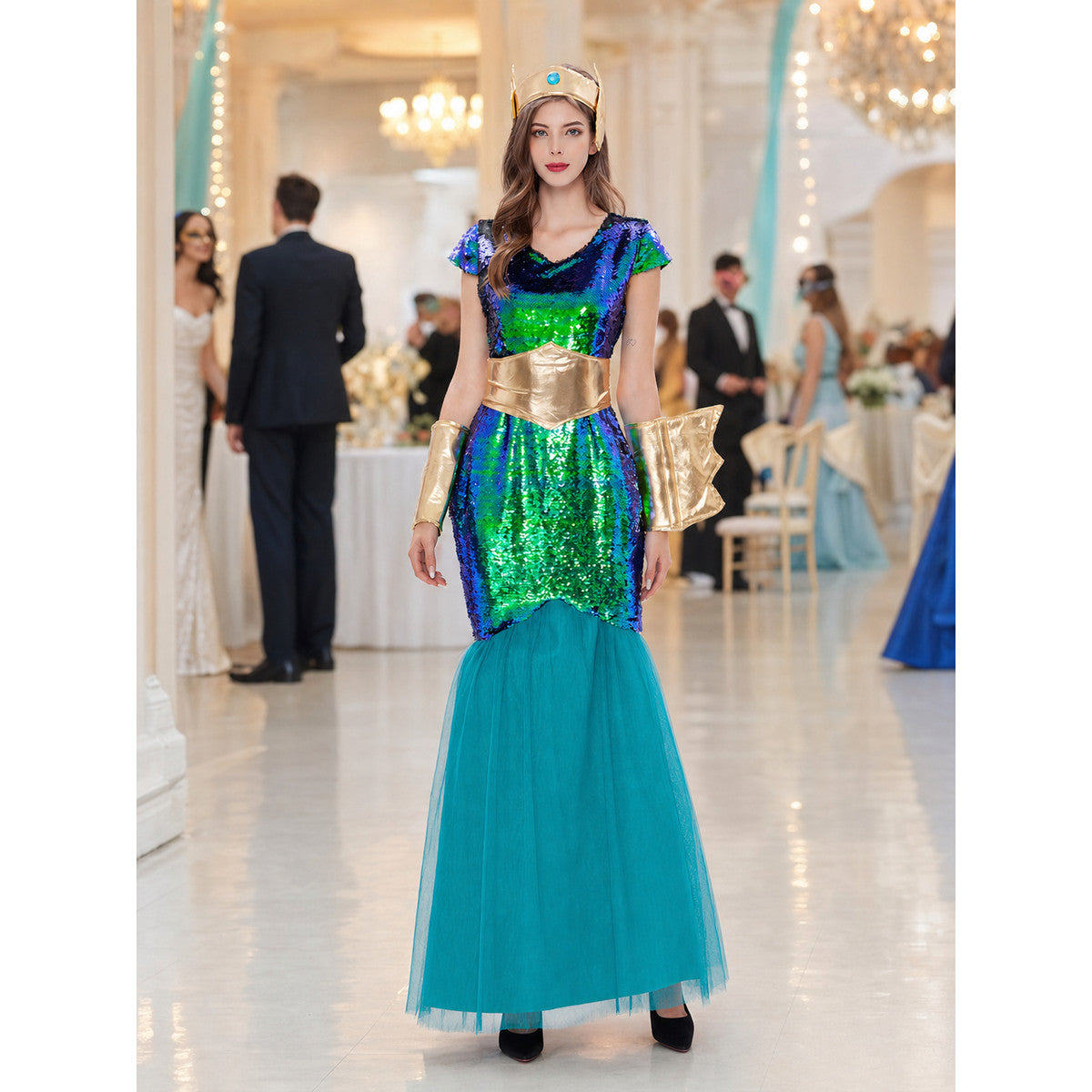 Sequin Cosplay Dress with V-Neck lifestyle