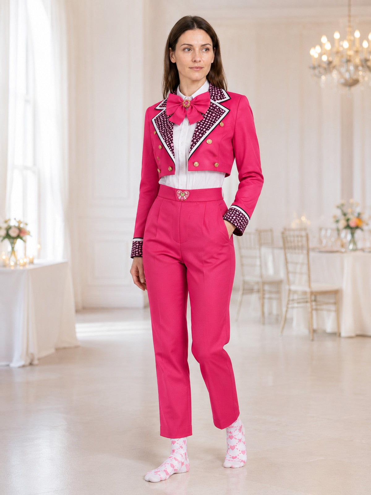 Descendants Cosplay Costume with Bow for Carnival lifestyle view