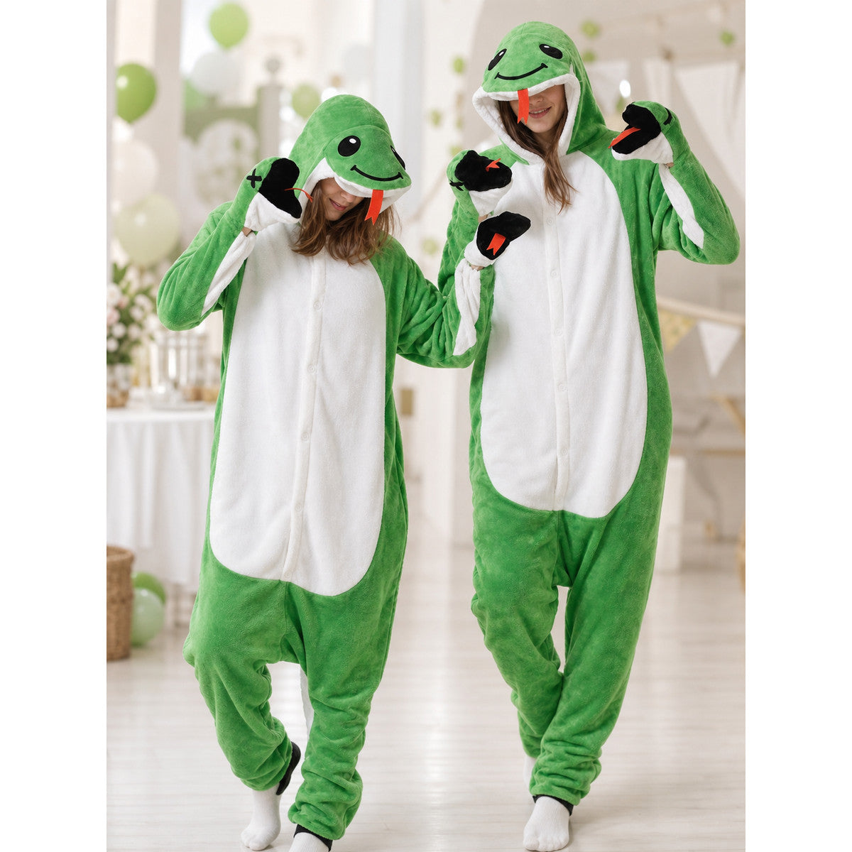 Snake Kigurumi, hooded onesie with a face lifestyle view