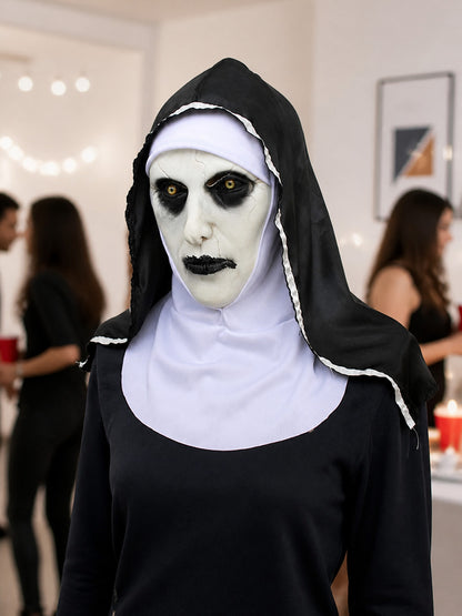 Scary Halloween Nun Mask with Black Veil
