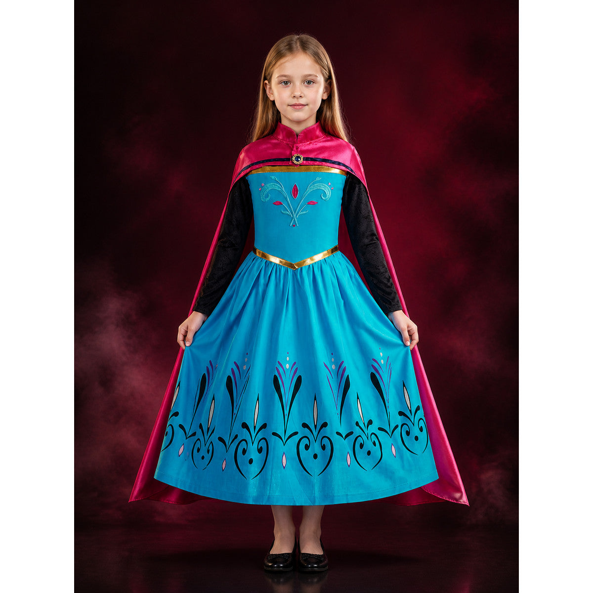 Girls' Snow Queen Princess Costume Dress With Detachable Cloak, Halloween main product view