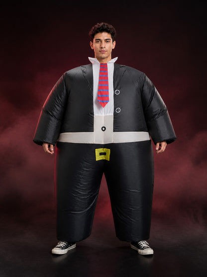 Black Suit Inflatable Costume with Tie and Belt for Halloween main product view