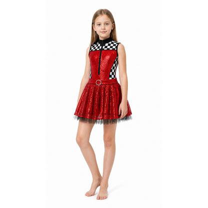 Sequin Dress with Checkered Print Costume Dresses detail