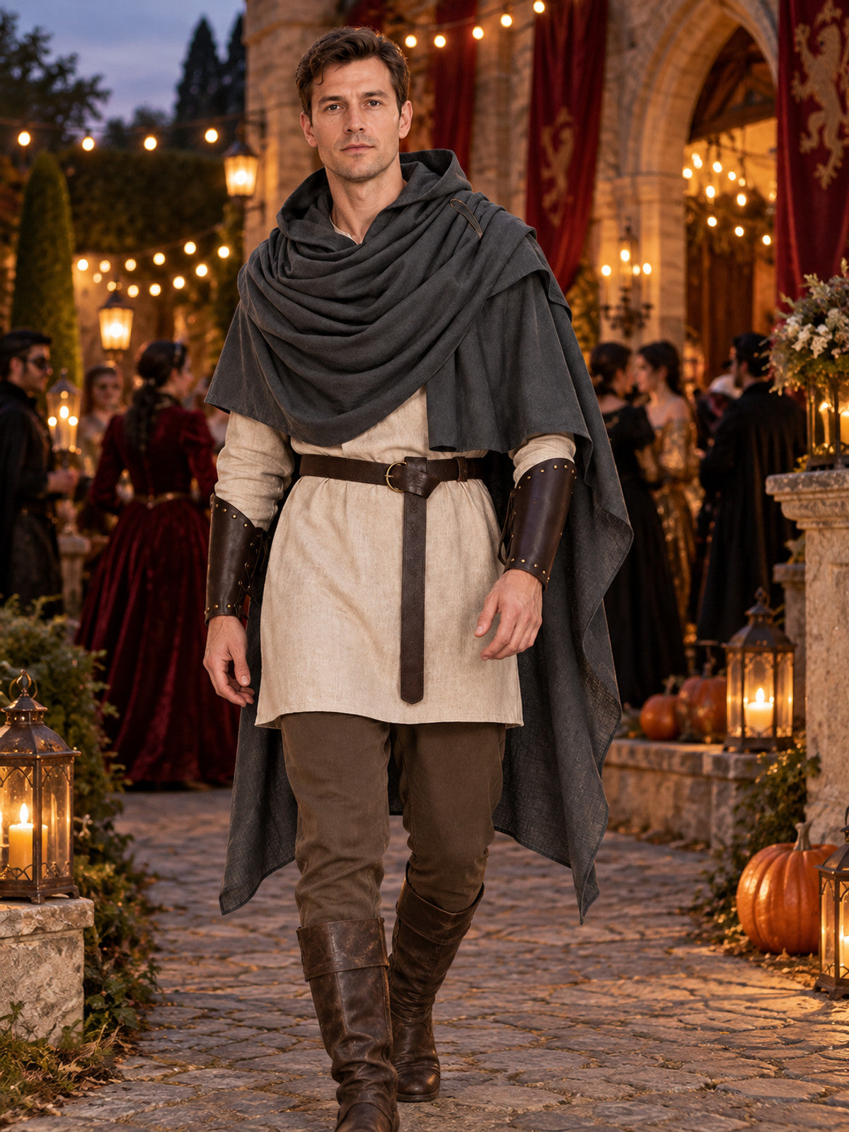 Free-form sleeveless cape — adult outerwear worn over other clothing