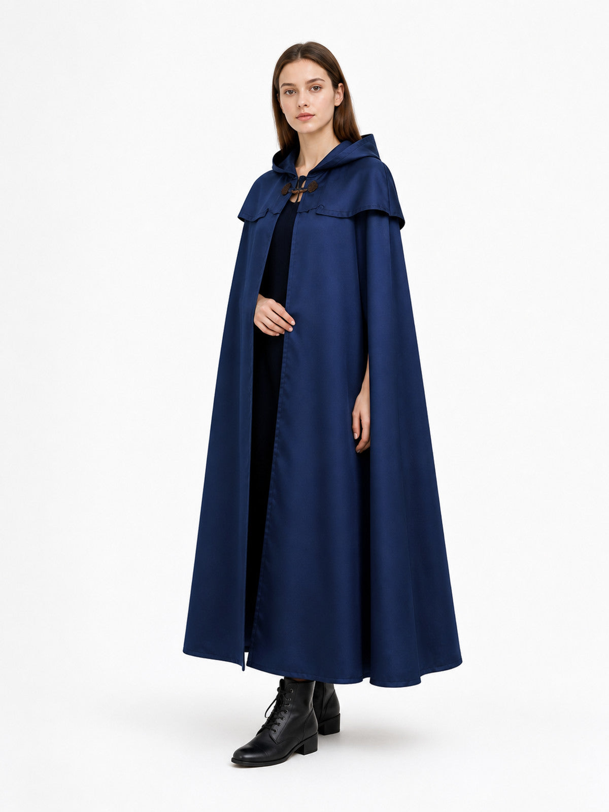 Long Hooded Cape, Dark Blue Costume Capes detail