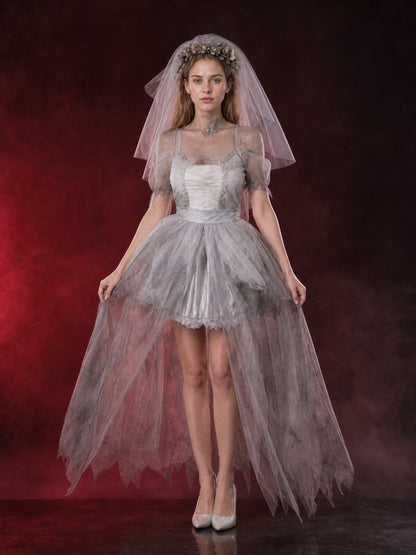 Halloween Zombie Bride Costume with Veil