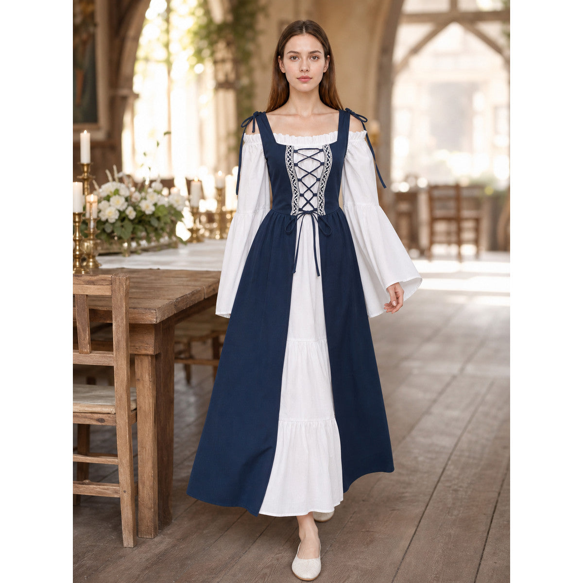 Medieval-Style Dress with a Square Neckline lifestyle view