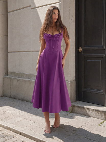Women's Purple Maxi Dress with Thin Straps